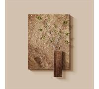 AZQOHMIS Decorazione murale Effetto Legno con 2 Piante finte, Grande Quadro da Appendere, Elegante Decorazione da Parete, Arte murale con Texture per Soggiorno e Ufficio (L, 80x60 cm)