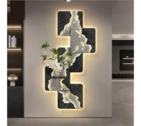 AZQOHMIS Decorazione murale Minimalista a Forma Quadrata, con Effetto Ottico e Luce LED, Decorazione murale Testurizzata per Soggiorno, Ingresso e corridoio (Nero, 80x40 cm)