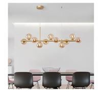 AZQOHMIS Lampadari Moderni a LED con Sfere di Vetro Oro e Nero, Eleganti lampade a Sospensione per Soggiorno e Sala da Pranzo in Stile Contemporaneo (Bianco Freddo, Colore Oro-Cognac)
