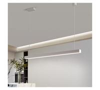 AZQOHMIS Lampadario lineare a LED Moderno per Sala da Pranzo, Ufficio, Bianco, a Sospensione, per Isola Cucina, Nero, Minimalista, Contemporaneo (dimmerabile con Telecomando, L200cm, Bianco)