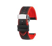 AZSHIW Cinturino compatibile con Casio MDV106 107 MTP-VD01D MTP-1374 1375 EFR-303 Eqb-501 Bracciale da uomo(A-Black Red -Silver)
