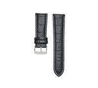 AZSHIW Cinturino for orologio da uomo in pelle con fibbia ad ardiglione, 22-28 mm, cinturino in alligatore compatibile con tutti gli orologi(Black white silver,26mm)