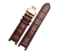 AZSHIW Cinturino for orologio in pelle con tacche 20 * 11mm 22 * 13mm compatibile con GC Guess Passa Lleathe, catena for orologio impermeabile da uomo e da donna(Brown-rosegold,20x11mm)