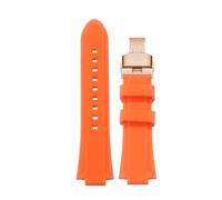 AZSHIW Cinturino for orologio in silicone con bocca convessa compatibile Ulysse Nardin MARINE cinturino sportivo in gomma for immersione braccialetto da uomo blu nero(Orange rose,26x12mm)