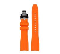 AZSHIW Cinturino in gomma con estremità curva da 20mm 22mm compatibile Casio Swordfish Duro MDV106-1A MDV-106/107-1A cinturino sportivo in silicone(A orange-black,21mm)