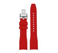 AZSHIW Cinturino in gomma con estremità curva da 20mm 22mm compatibile Casio Swordfish Duro MDV106-1A MDV-106/107-1A cinturino sportivo in silicone(A red-silver,20mm)