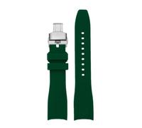 AZSHIW Cinturino in gomma con estremità curva da 20mm 22mm compatibile Casio Swordfish Duro MDV106-1A MDV-106/107-1A cinturino sportivo in silicone(A green-silver,24mm)