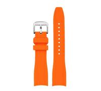 AZSHIW Cinturino in gomma con estremità curva da 20mm 22mm compatibile Casio Swordfish Duro MDV106-1A MDV-106/107-1A cinturino sportivo in silicone(Orange-silver,22mm)