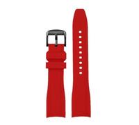 AZSHIW Cinturino in gomma con estremità curva da 20mm 22mm compatibile Casio Swordfish Duro MDV106-1A MDV-106/107-1A cinturino sportivo in silicone(Red -black,22mm)