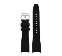 AZSHIW Cinturino in gomma con estremità curva da 20mm 22mm compatibile Casio Swordfish Duro MDV106-1A MDV-106/107-1A cinturino sportivo in silicone(Black-silver,20mm)