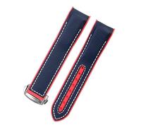 AZSHIW Cinturino in gomma di nylon da 20 mm, 21 mm e 22 mm compatibile con Omega SEAMASTER PLANET OCEAN da uomo, con chiusura deployante, accessorio for orologio in silicone.(Blue red silver,20mm)