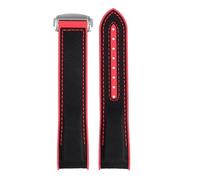 AZSHIW Cinturino in gomma di nylon da 20 mm, 21 mm e 22 mm compatibile con Omega SEAMASTER PLANET OCEAN da uomo, con chiusura deployante, accessorio for orologio in silicone.(Black red silver,22mm)