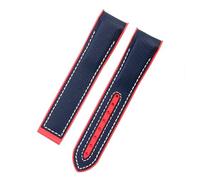 AZSHIW Cinturino in gomma di nylon da 20 mm, 21 mm e 22 mm compatibile con Omega SEAMASTER PLANET OCEAN da uomo, con chiusura deployante, accessorio for orologio in silicone.(Blue red no buckle,20mm)