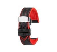 AZSHIW Cinturino in gomma di nylon, impermeabile, in silicone, con fibbia a farfalla, compatibile con orologi Breitling, Omega e Citizen da 20 mm.(Rose Green,22mm)