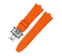 AZSHIW Cinturino in gomma fluorurata FKM compatibile con Vacheron Constantin 4500V 5500V 7900, cinturino for orologio convesso Vc da 7 mm.(Orange SR fold)