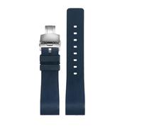 AZSHIW Cinturino in gomma morbida compatibile con Cartier Sandoz Santos 100 silicone uomo donna cinturino 20mm 23mm fibbia in acciaio inossidabile accessori(Blue Steel Folding,20mm)
