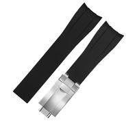 AZSHIW Cinturino in gomma siliconica da 20 mm e 21 mm compatibile con Rolex, cinturino da polso impermeabile for immersioni, antipolvere, all'ingrosso(Black silver buckle,21mm)