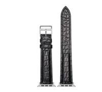AZSHIW Cinturino in morbida pelle di coccodrillo compatibile con i quadranti delle serie 10/9/8/7/6/5 da 42 mm, 45 mm e 49 mm.(Black-silver,42-44-45)