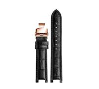 AZSHIW Cinturino in pelle bovina con strato superiore compatibile con cinturino for orologio con tacche GC 22 * 13mm 20 * 11mm, cinturino for orologio senior con vite(Black rose buckle,20-11mm)