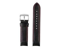 AZSHIW Cinturino in pelle compatibile con Casio Racing EDIFICE EQB-800BL EQB-501 500 for orologio estremità curva Cinturini for orologi da uomo 22 mm(Black Red-Silver)
