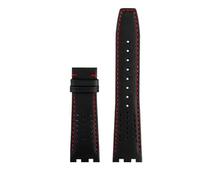 AZSHIW Cinturino in pelle compatibile con MAURICE LACROIX AIKON serie AI6008/6007/6038 Three Eye Watch, cinturino concavo convesso modificato(A-black red line,AI6038)