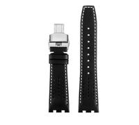 AZSHIW Cinturino in pelle compatibile con MAURICE LACROIX AIKON serie AI6008/6007/6038 Three Eye Watch, cinturino concavo convesso modificato(A-black white line-S,AI6007)