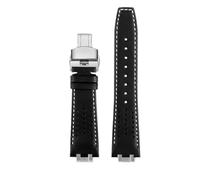 AZSHIW Cinturino in pelle compatibile con MAURICE LACROIX AIKON serie AI6008/6007/6038 Three Eye Watch, cinturino concavo convesso modificato(B-black white line-S,AI6038)