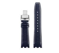 AZSHIW Cinturino in pelle compatibile con MAURICE LACROIX AIKON serie AI6008/6007/6038 Three Eye Watch, cinturino concavo convesso modificato(A-blue white line-S,AI6038)