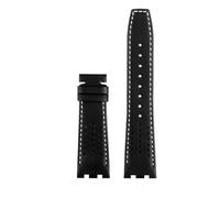 AZSHIW Cinturino in pelle compatibile con MAURICE LACROIX AIKON serie AI6008/6007/6038 Three Eye Watch, cinturino concavo convesso modificato(A-black white line,AI6058)