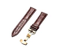 AZSHIW Cinturino in pelle con fibbia automatica a farfalla, compatibile con cinturini da uomo di ricambio da 18 mm, 20 mm, 22 mm e 24 mm. Accessori for orologi.(Gold brown,22mm)