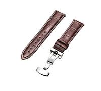 AZSHIW Cinturino in pelle con fibbia automatica a farfalla, compatibile con cinturini da uomo di ricambio da 18 mm, 20 mm, 22 mm e 24 mm. Accessori for orologi.(Silver brown W,18mm)