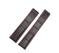 AZSHIW Cinturino in pelle da 19 mm, 20 mm, 22 mm, compatibile con Tag Heuer, cinturino for orologio da uomo, accessori con fibbia pieghevole, cinturino in pelle.(Black red no,20mm)