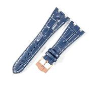 AZSHIW Cinturino in pelle for orologio compatibile con Audemars Piguet Royal Oak Ap26470 15703, morbido, confortevole, impermeabile, anti-sudore, fibbia pieghevole da 28 mm.(Blue white-RS-K13)