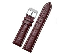 AZSHIW Cinturino in pelle for orologio compatibile con cinturini Armani AR1605 1637 2480, accessori for cinturini in pelle bovina da uomo e da donna, 18-20 mm(Brown White-Steel-K1,16mm)