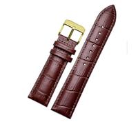 AZSHIW Cinturino in pelle for orologio compatibile con cinturini Armani AR1605 1637 2480, accessori for cinturini in pelle bovina da uomo e da donna, 18-20 mm(Brown-Gold-K1,23mm)