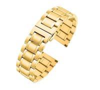 AZSHIW Cinturino unisex in acciaio massiccio compatibile con Longines, Tissot, Casio, Citizen, cinturino con fibbia a farfalla in metallo, 18 mm, 20 mm, 21 mm, 22 mm, 24 mm.(Gold,20mm)