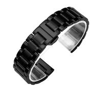 AZSHIW Cinturino universale in acciaio inossidabile massiccio con estremità curva da 12/13/14/15/16/17/18/19/20/21/22/23/24 mm, compatibile con chiusura a farfalla Tissot.(Black,13mm)