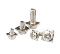 AZSHIW Compatibile con 50/100 pezzi M3 .5 M4 PM Rondella quadrata Due viti combinate Croce Testa tonda Pan Head Pad Nichelato Piccole(M3X6X6(100))