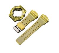 AZSHIW Compatibile con Casio GA-100/110/120/140 GD-100/110/120 GAX-100 GLS-100 Custodia cinturino for orologio in resina TPU Cinturino sportivo da uomo(Yellow)