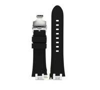 AZSHIW Compatibile con il cinturino della serie MAURICE LACROIX AIKON AI6008 AI6007 AI1108 AI6038 AI6058 cinturino for orologio in gomma siliconica impermeabile(02 Black-silver B,AI1108)