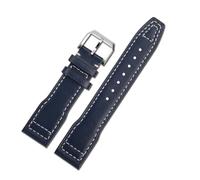 AZSHIW Compatibile con IWC Pilots Little Prince Mark 18 Series Cinturino Spitfire Fighter in bronzo 20mm 21mm Bracciale in pelle di mucca da uomo Cinturino in pelle di vitello(Blue white-silver A,20mm