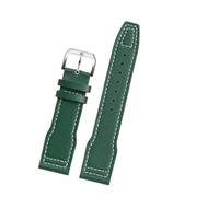 AZSHIW Compatibile con IWC Pilots Little Prince Mark 18 Series Cinturino Spitfire Fighter in bronzo 20mm 21mm Bracciale in pelle di mucca da uomo Cinturino in pelle di vitello(Green white-silver A,21m