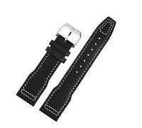 AZSHIW Compatibile con IWC Pilots Little Prince Mark 18 Series Cinturino Spitfire Fighter in bronzo 20mm 21mm Bracciale in pelle di mucca da uomo Cinturino in pelle di vitello(Black white-silver A,21m
