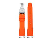 AZSHIW Compatibile con Tudor Black Bay Small Monster Timing M79363 M79360 cinturino for orologio con testa curva in gomma FKM, cinturino in gomma fluorurata da 21 mm a 22 mm(A-orange-silver,22mm)