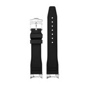 AZSHIW Compatibile con Tudor Black Bay Small Monster Timing M79363 M79360 cinturino for orologio con testa curva in gomma FKM, cinturino in gomma fluorurata da 21 mm a 22 mm(Black-silver,22mm)