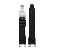 AZSHIW Compatibile con Tudor Black Bay Small Monster Timing M79363 M79360 cinturino for orologio con testa curva in gomma FKM, cinturino in gomma fluorurata da 21 mm a 22 mm(A-black-silver,22mm)