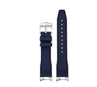 AZSHIW Compatibile con Tudor Black Bay Small Monster Timing M79363 M79360 cinturino for orologio con testa curva in gomma FKM, cinturino in gomma fluorurata da 21 mm a 22 mm(Blue-silver,21mm)