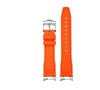 AZSHIW Compatibile con Tudor Black Bay Small Monster Timing M79363 M79360 cinturino for orologio con testa curva in gomma FKM, cinturino in gomma fluorurata da 21 mm a 22 mm(Orange-silver,22mm)