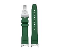 AZSHIW Compatibile con Tudor Black Bay Small Monster Timing M79363 M79360 cinturino for orologio con testa curva in gomma FKM, cinturino in gomma fluorurata da 21 mm a 22 mm(A-green-silver,21mm)