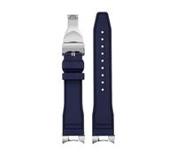 AZSHIW Compatibile con Tudor Black Bay Small Monster Timing M79363 M79360 cinturino for orologio con testa curva in gomma FKM, cinturino in gomma fluorurata da 21 mm a 22 mm(A-blue-silver,21mm)